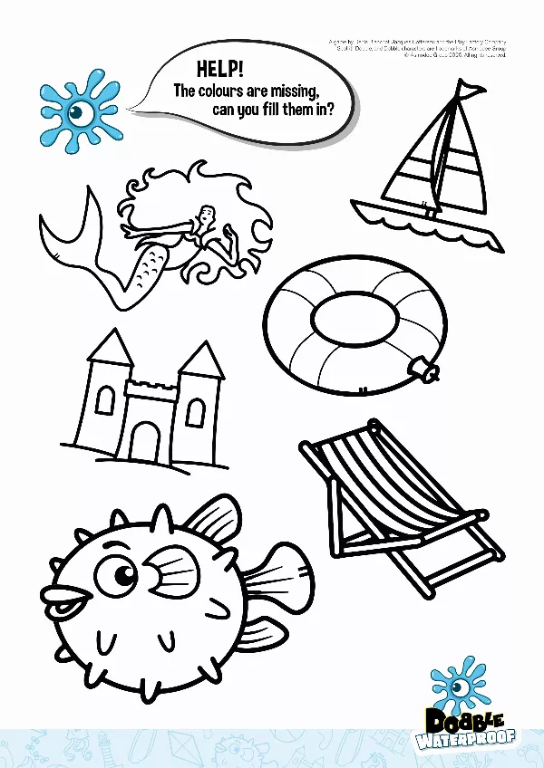 Dobble Waterproof Colouring Sheet